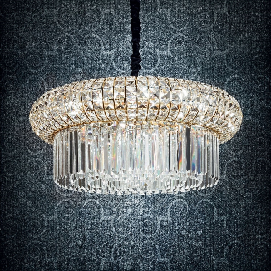 Ideal Lux - Krištolinis sietynas ant grandinės NABUCCO 12xE14/40W/230V diametras 60 cm auksas
