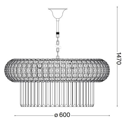 Ideal Lux - Krištolinis sietynas ant grandinės NABUCCO 12xE14/40W/230V diametras 60 cm auksas