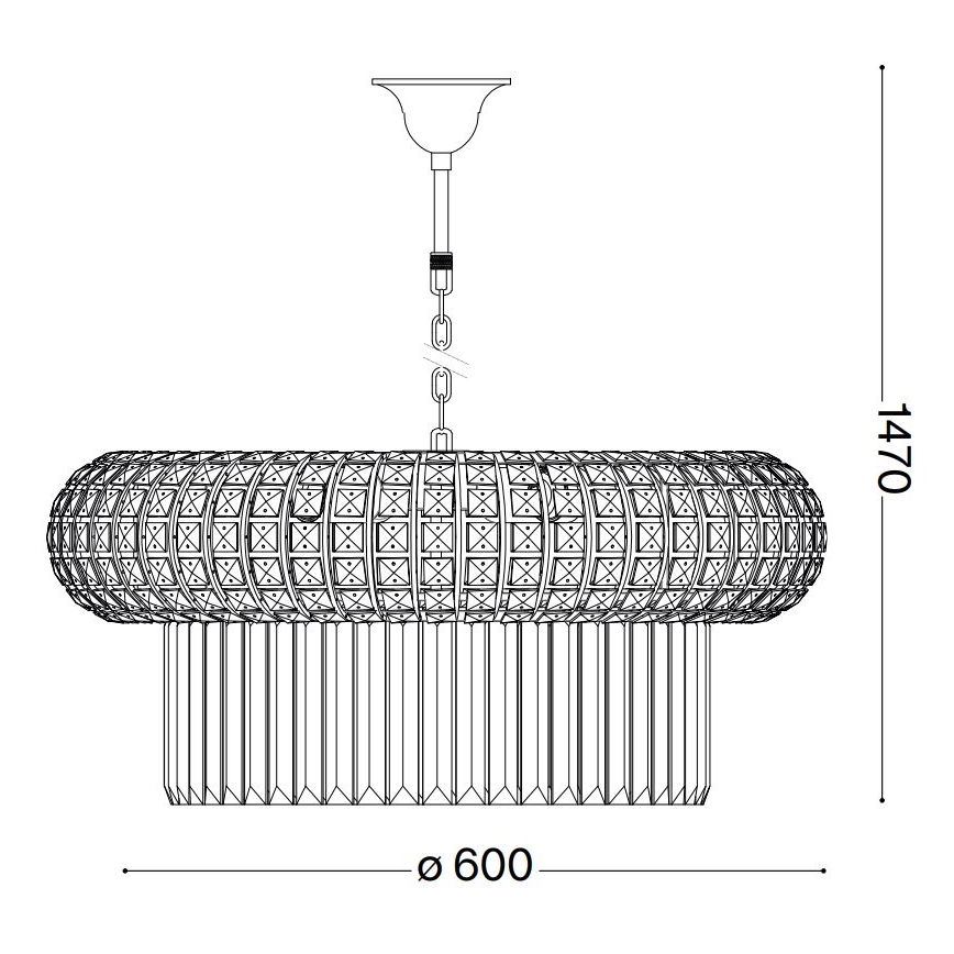 Ideal Lux - Krištolinis sietynas ant grandinės NABUCCO 12xE14/40W/230V diametras 60 cm auksas