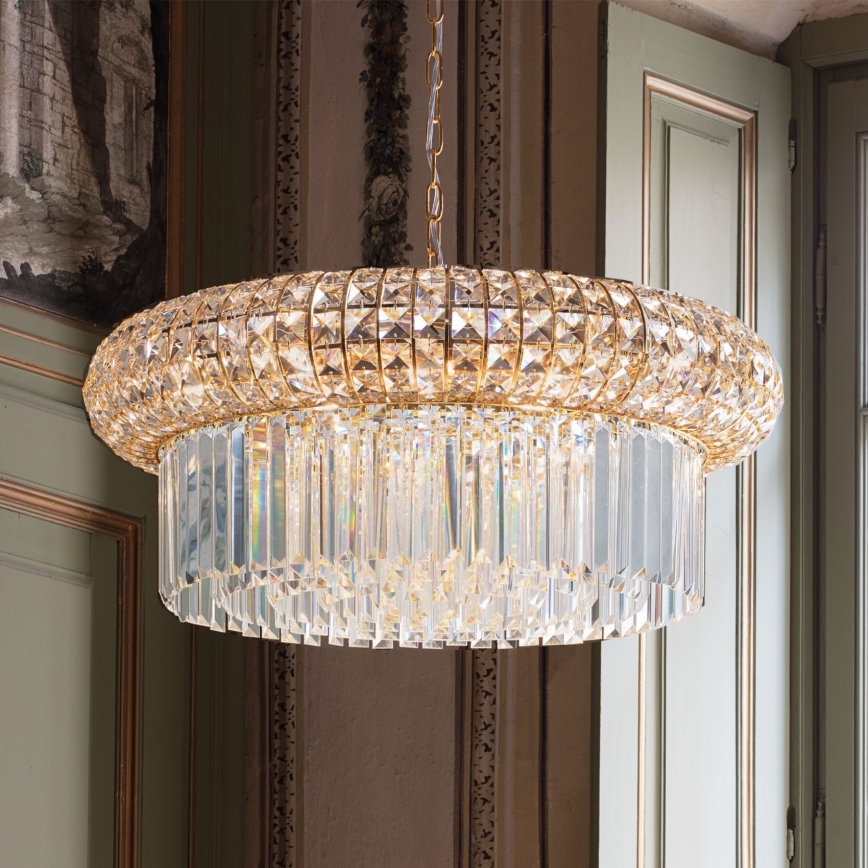 Ideal Lux - Krištolinis sietynas ant grandinės NABUCCO 16xE14/40W/230V diametras 70 cm auksas