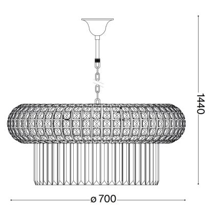 Ideal Lux - Krištolinis sietynas ant grandinės NABUCCO 16xE14/40W/230V diametras 70 cm auksas