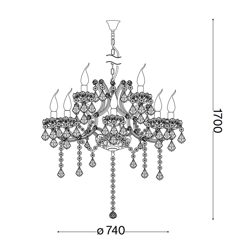 Ideal Lux - Krištolinis sietynas ant grandinės NAPOLEON 12xE14/40W/230V diametras 74 cm auksas