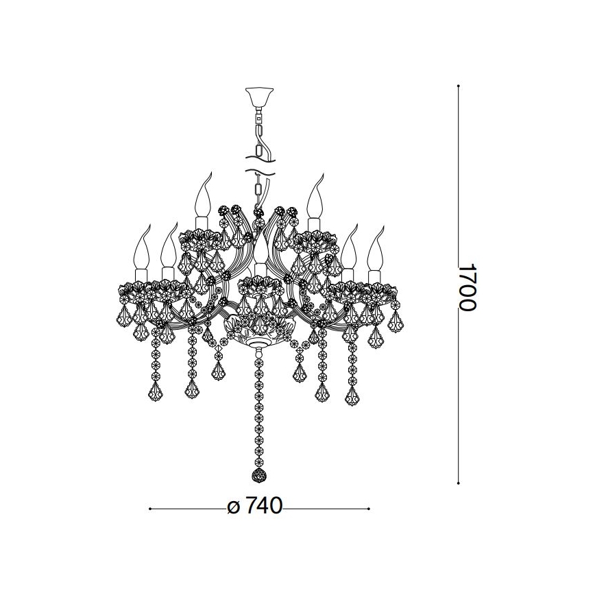 Ideal Lux - Krištolinis sietynas ant grandinės NAPOLEON 12xE14/40W/230V diametras 74 cm blizgus chromas