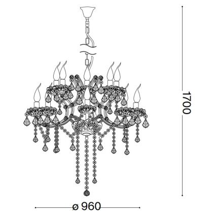 Ideal Lux - Krištolinis sietynas ant grandinės NAPOLEON 18xE14/40W/230V diametras 96 cm auksas