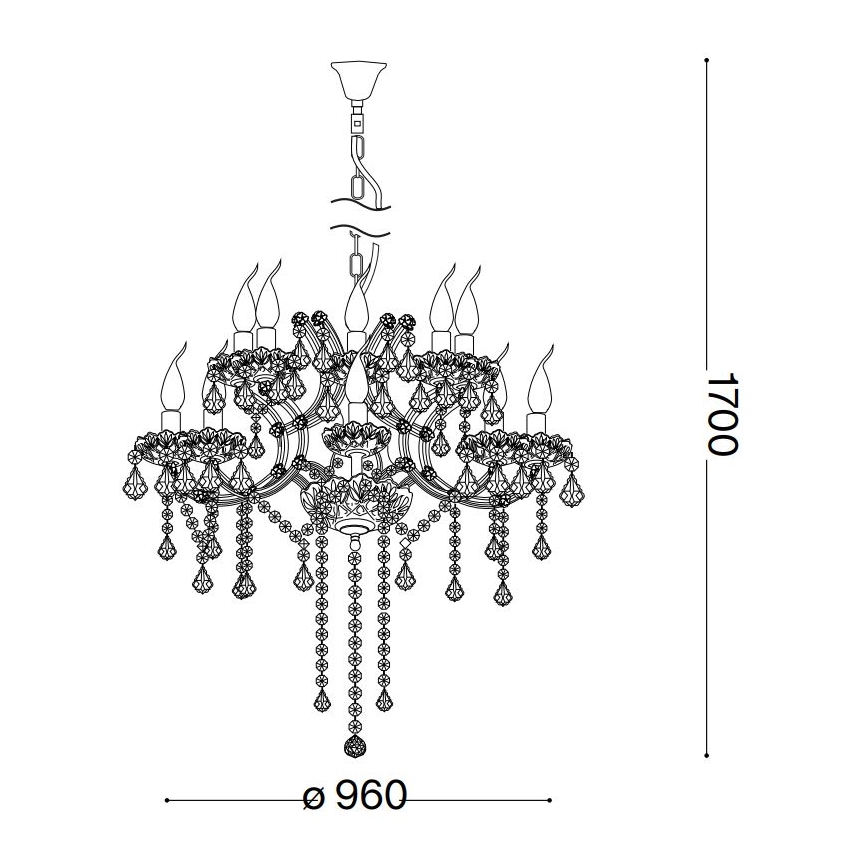 Ideal Lux - Krištolinis sietynas ant grandinės NAPOLEON 18xE14/40W/230V diametras 96 cm auksas