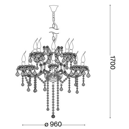Ideal Lux - Krištolinis sietynas ant grandinės NAPOLEON 18xE14/40W/230V diametras 96 cm blizgus chromas