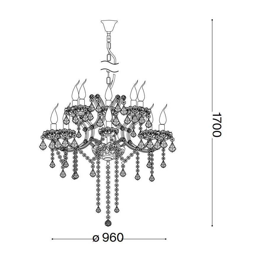 Ideal Lux - Krištolinis sietynas ant grandinės NAPOLEON 18xE14/40W/230V diametras 96 cm blizgus chromas