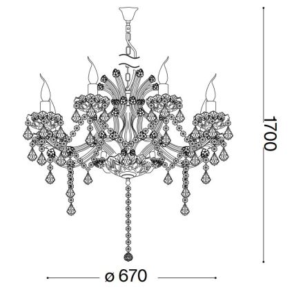 Ideal Lux - Krištolinis sietynas ant grandinės NAPOLEON 8xE14/40W/230V diametras 67 cm auksas