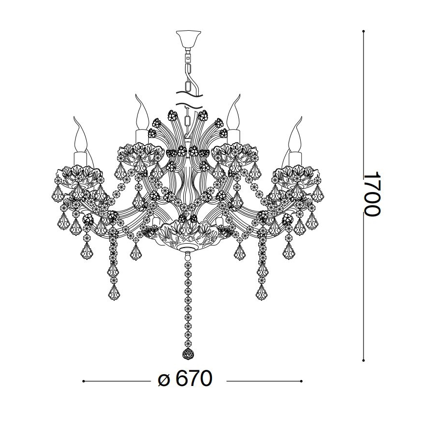 Ideal Lux - Krištolinis sietynas ant grandinės NAPOLEON 8xE14/40W/230V diametras 67 cm auksas