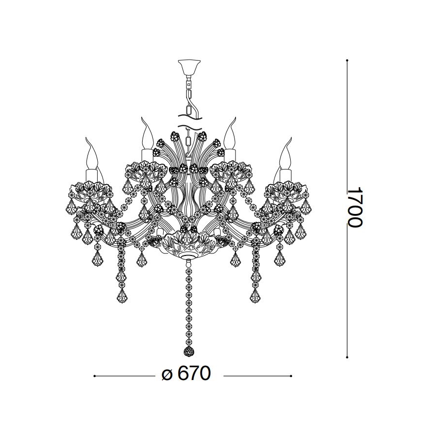 Ideal Lux - Krištolinis sietynas ant grandinės NAPOLEON 8xE14/40W/230V diametras 67 cm chromas