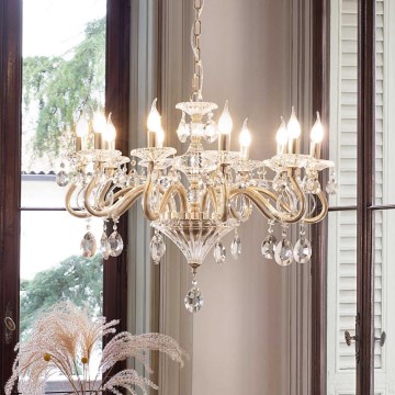 Ideal Lux - Krištolinis sietynas ant grandinės NEGRESCO 10xE14/28W/230V diametras 85 cm auksas