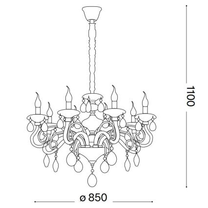 Ideal Lux - Krištolinis sietynas ant grandinės NEGRESCO 10xE14/28W/230V diametras 85 cm permatoma