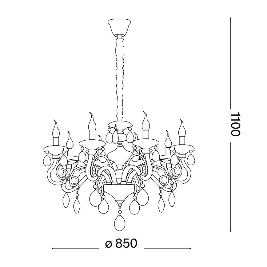 Ideal Lux - Krištolinis sietynas ant grandinės NEGRESCO 10xE14/28W/230V diametras 85 cm permatoma