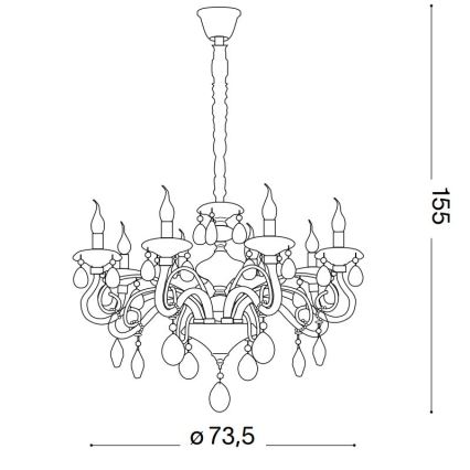Ideal Lux - Krištolinis sietynas ant grandinės NEGRESCO 8xE14/28W/230V diametras 73,5 cm permatoma