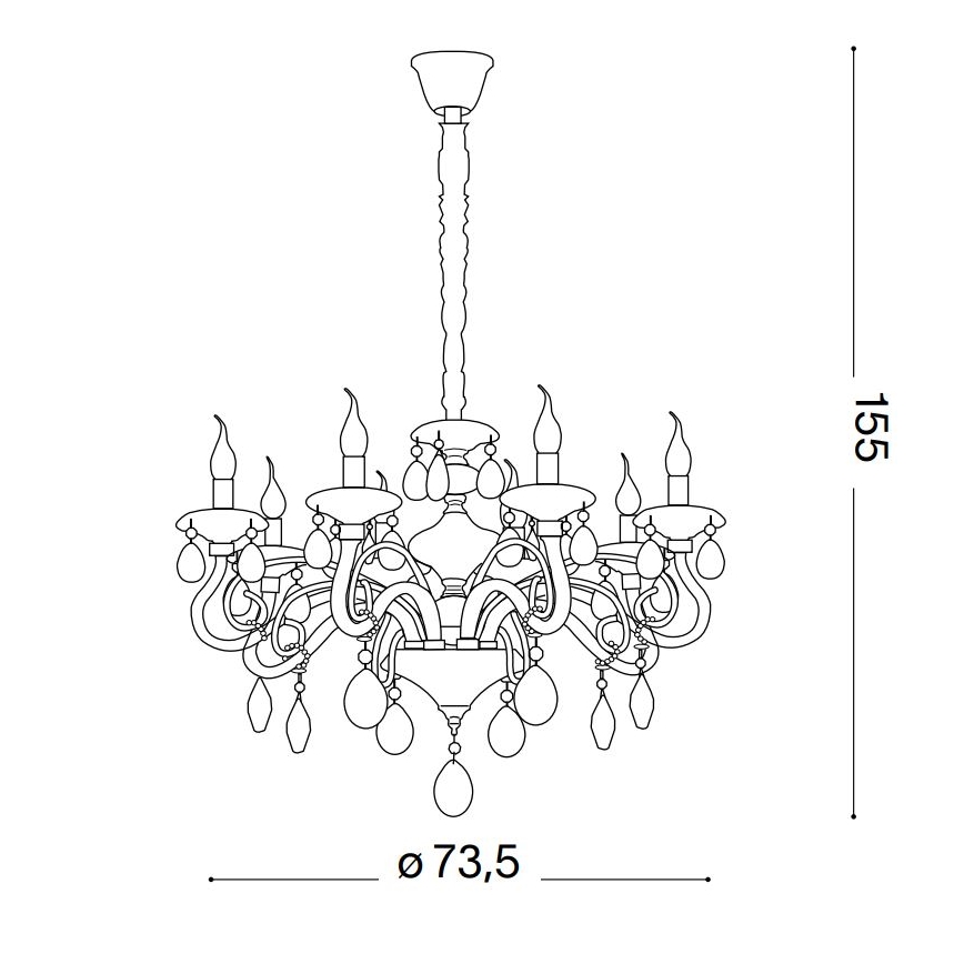 Ideal Lux - Krištolinis sietynas ant grandinės NEGRESCO 8xE14/28W/230V diametras 73,5 cm permatoma