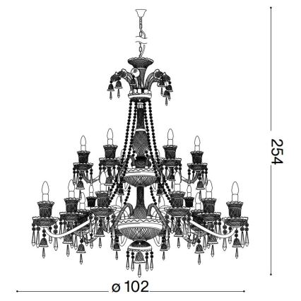 Ideal Lux - Krištolinis sietynas ant grandinės REDENTORE 18xE14/40W/230V diametras 102 cm permatoma