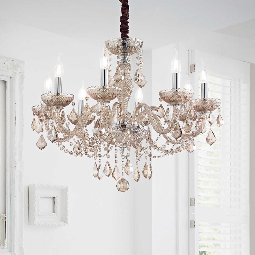 Ideal Lux - Krištolinis sietynas ant grandinės ROSE 8xE14/40W/230V diametras 78 cm smėlio spalva