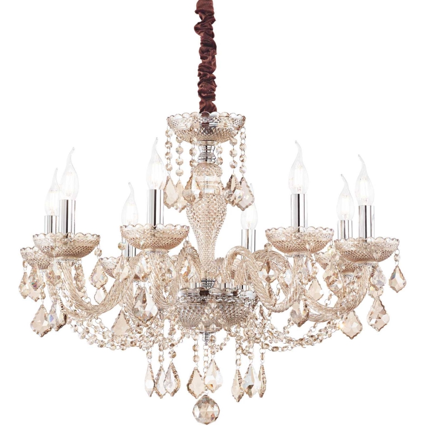 Ideal Lux - Krištolinis sietynas ant grandinės ROSE 8xE14/40W/230V diametras 78 cm smėlio spalva