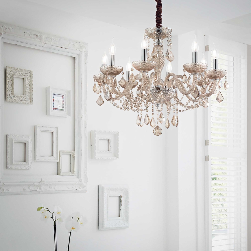 Ideal Lux - Krištolinis sietynas ant grandinės ROSE 8xE14/40W/230V diametras 78 cm smėlio spalva