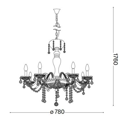 Ideal Lux - Krištolinis sietynas ant grandinės ROSE 8xE14/40W/230V diametras 78 cm smėlio spalva