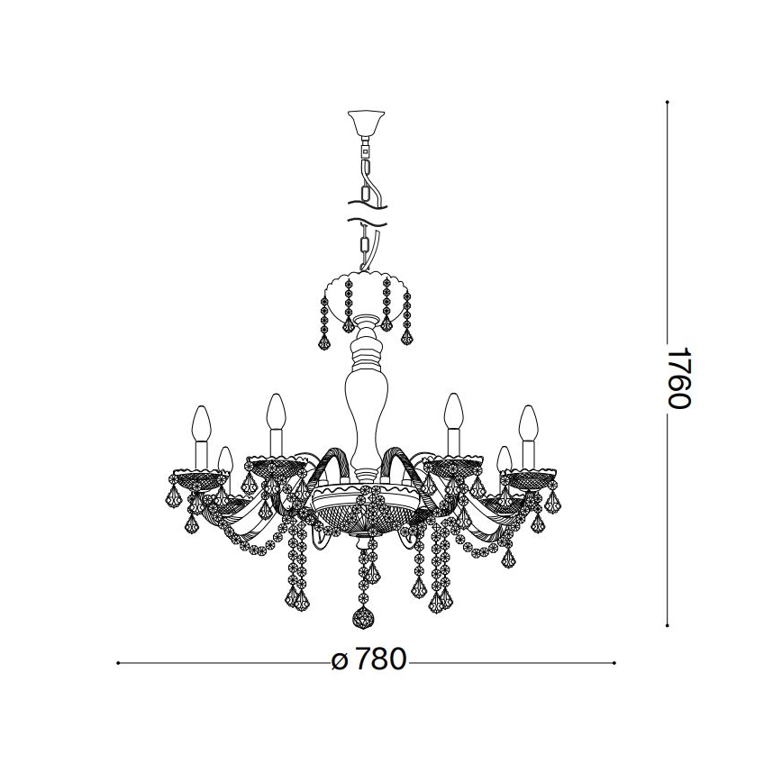Ideal Lux - Krištolinis sietynas ant grandinės ROSE 8xE14/40W/230V diametras 78 cm smėlio spalva