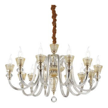 Ideal Lux - Krištolinis sietynas ant grandinės STRAUSS 12xE14/40W/230V diametras 84,5 cm žalvaris