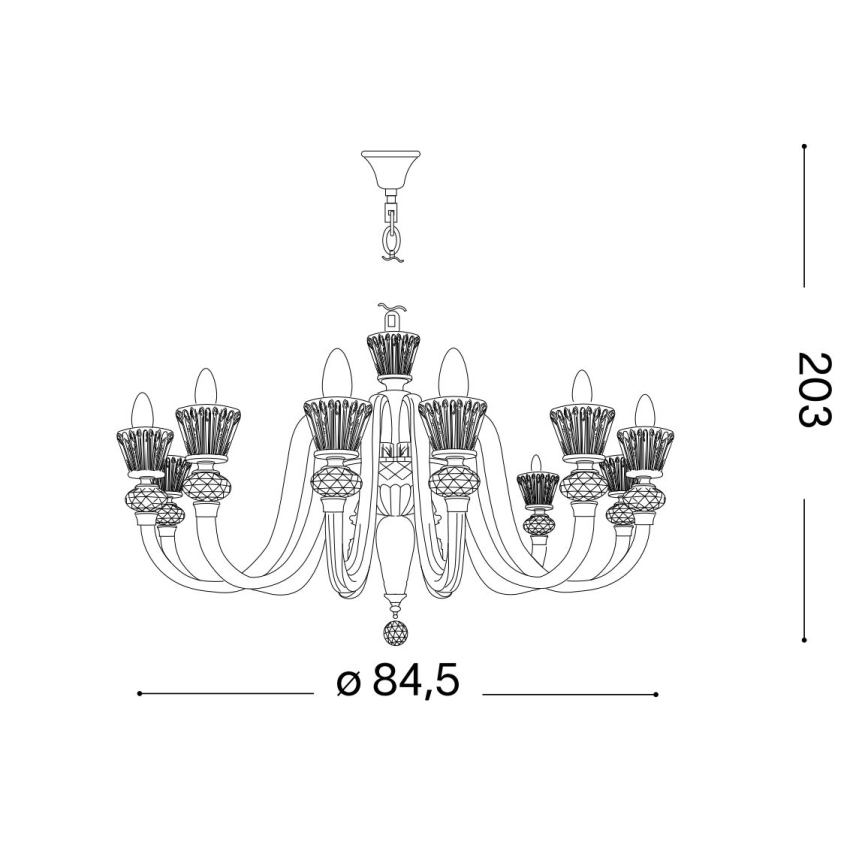 Ideal Lux - Krištolinis sietynas ant grandinės STRAUSS 12xE14/40W/230V diametras 84,5 cm žalvaris