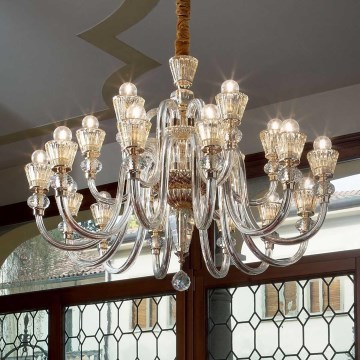 Ideal Lux - Krištolinis sietynas ant grandinės STRAUSS 18xE14/40W/230V diametras 85 cm žalvaris