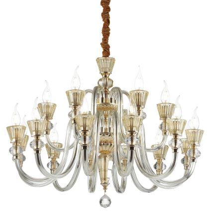 Ideal Lux - Krištolinis sietynas ant grandinės STRAUSS 18xE14/40W/230V diametras 85 cm žalvaris