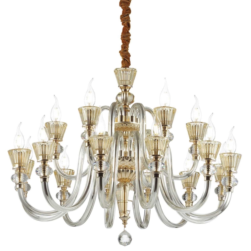 Ideal Lux - Krištolinis sietynas ant grandinės STRAUSS 18xE14/40W/230V diametras 85 cm žalvaris