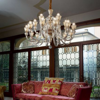 Ideal Lux - Krištolinis sietynas ant grandinės STRAUSS 18xE14/40W/230V diametras 85 cm žalvaris