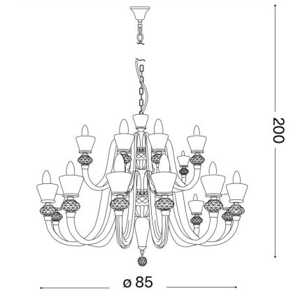 Ideal Lux - Krištolinis sietynas ant grandinės STRAUSS 18xE14/40W/230V diametras 85 cm žalvaris