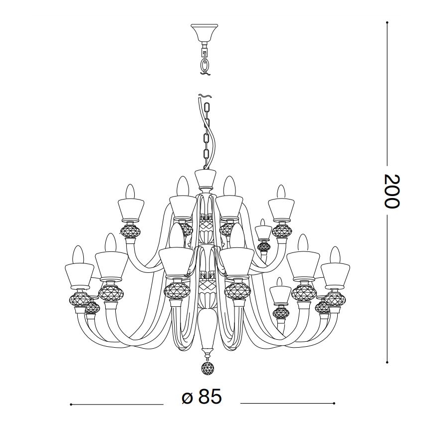 Ideal Lux - Krištolinis sietynas ant grandinės STRAUSS 18xE14/40W/230V diametras 85 cm žalvaris