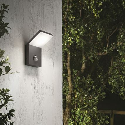 Ideal Lux - LED lauko šviestuvas su jutikliu STYLE LED/9W/230V 4000K CRI 90 IP54 antracitas