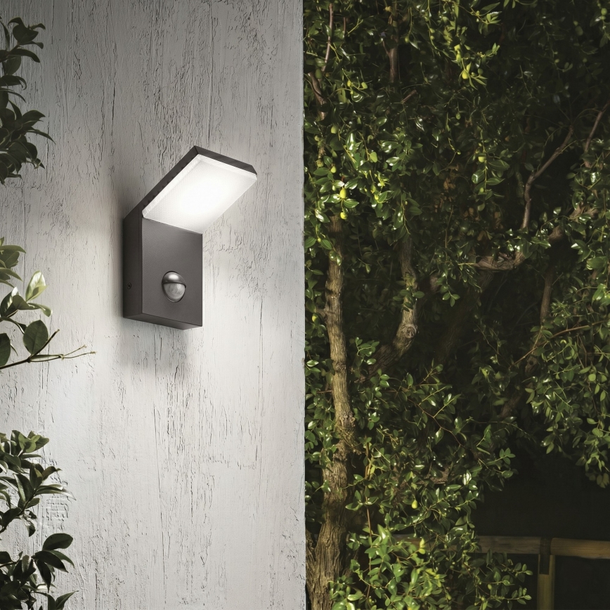 Ideal Lux - LED lauko šviestuvas su jutikliu STYLE LED/9W/230V 4000K CRI 90 IP54 antracitas