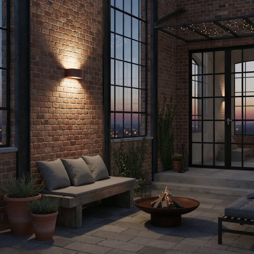 Ideal Lux - Lauko sieninis šviestuvas ANDROMEDA 1xE27/60W/230V IP55 ruda