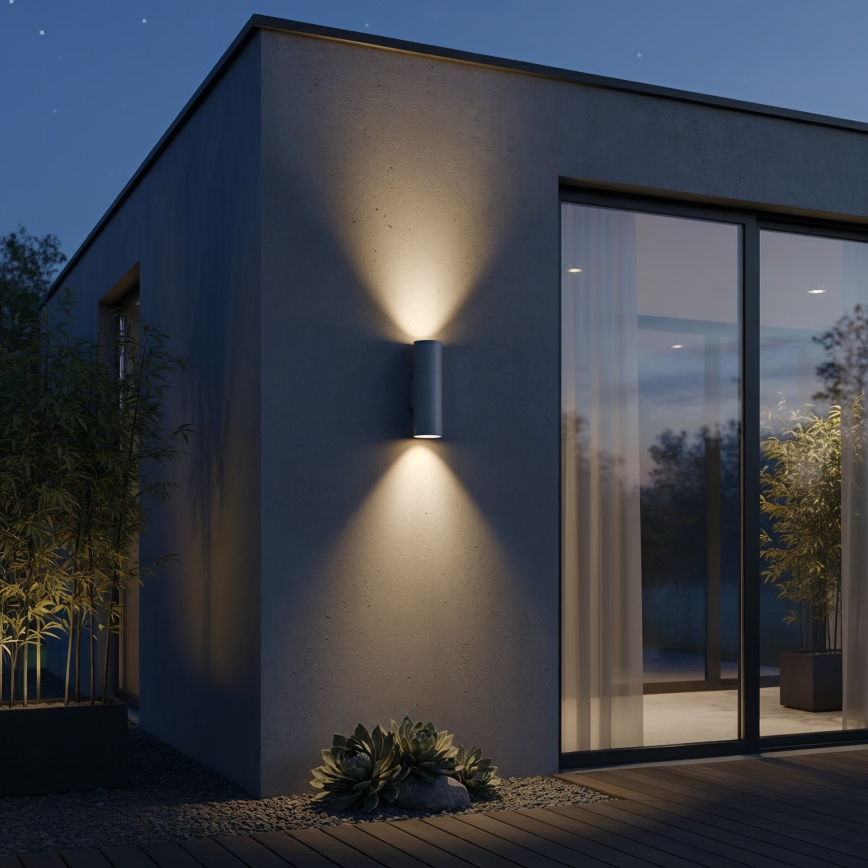 Ideal Lux - Lauko sieninis šviestuvas GUN 1xGU10/35W/230V 21 cm IP44 pilkas