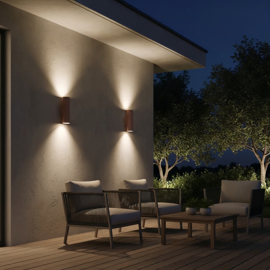 Ideal Lux - Lauko sieninis šviestuvas GUN 1xGU10/35W/230V 21 cm IP44 rudos spalvos