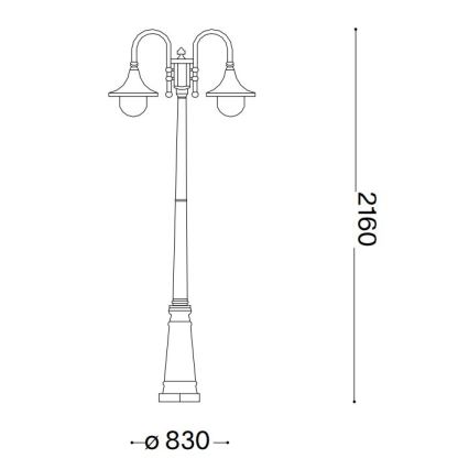 Ideal Lux - Lauko šviestuvas CIMA 2xE27/52W/230V 216 cm IP43 antracitas