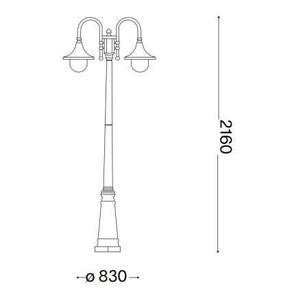 Ideal Lux - Lauko šviestuvas CIMA 2xE27/52W/230V 216 cm IP43 patina