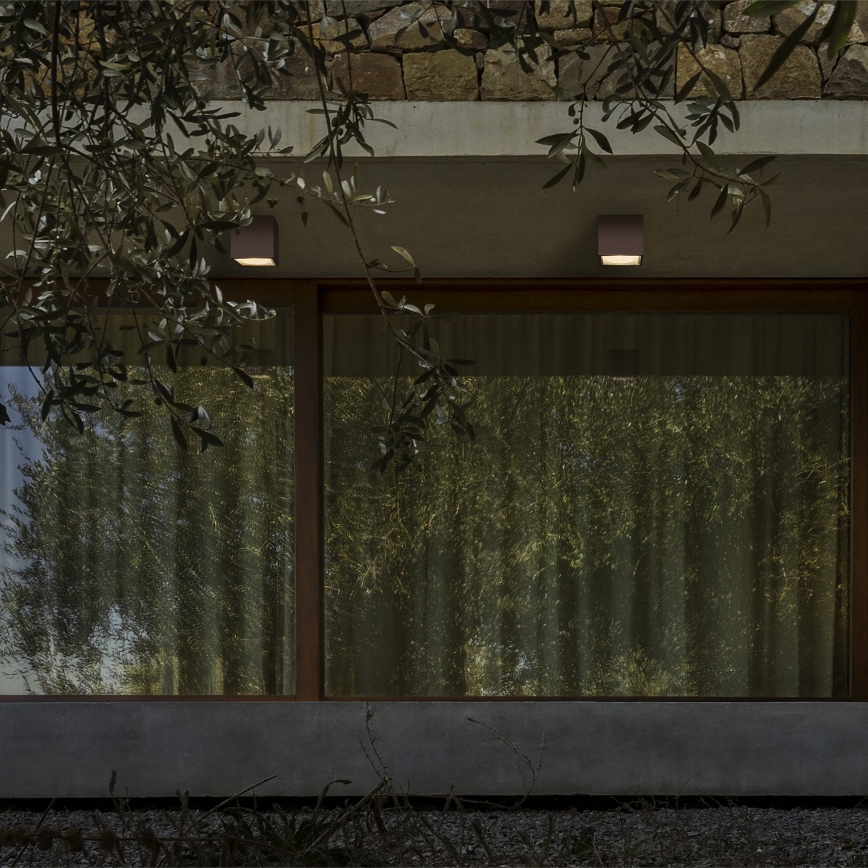 Ideal Lux - Lauko taškinis šviestuvas TECHO 1xGU10/20W/230V 15x15 cm IP54 ruda