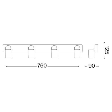 Ideal Lux - LED akcentinis šviestuvas RUDY 4xGU10/7W/230V CRI 90 juoda