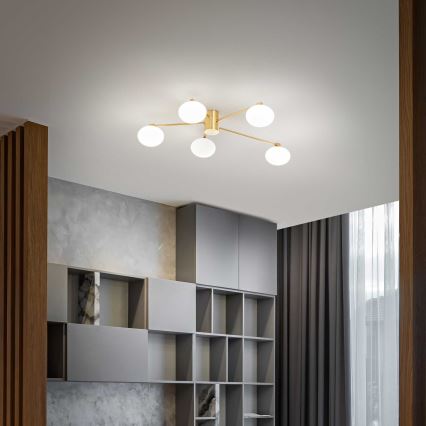 Ideal Lux - LED Ant pagrindo montuojamas sietynas HERMES 5xG9/3W/230V diametras 90 cm auksas