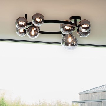 Ideal Lux - LED Ant pagrindo montuojamas sietynas PERLAGE 10xG9/3W/230V diametras 70 cm juoda/dūminis