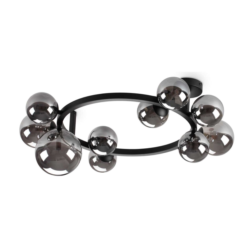 Ideal Lux - LED Ant pagrindo montuojamas sietynas PERLAGE 10xG9/3W/230V diametras 70 cm juoda/dūminis