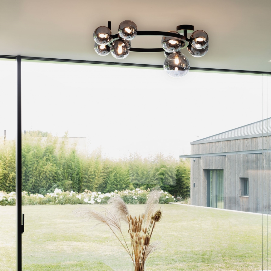 Ideal Lux - LED Ant pagrindo montuojamas sietynas PERLAGE 10xG9/3W/230V diametras 70 cm juoda/dūminis