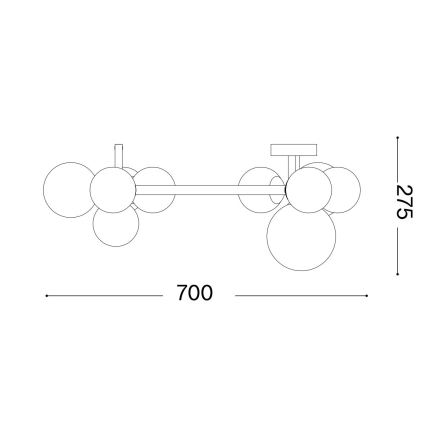 Ideal Lux - LED Ant pagrindo montuojamas sietynas PERLAGE 10xG9/3W/230V diametras 70 cm juoda/dūminis