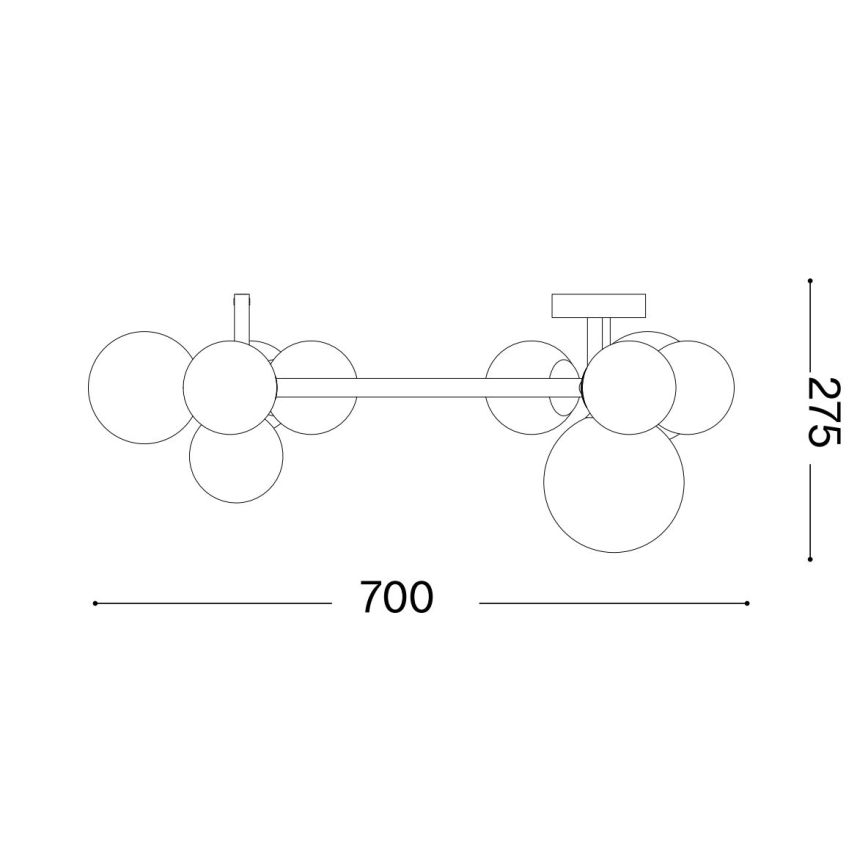 Ideal Lux - LED Ant pagrindo montuojamas sietynas PERLAGE 10xG9/3W/230V diametras 70 cm juoda/dūminis