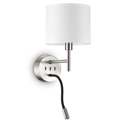 Ideal Lux - LED Lankstus lempa su laikikliu KOMPLEKTAS UP 1xE27/42W + LED/3W/230V CRI 90 USB blizgus chromas