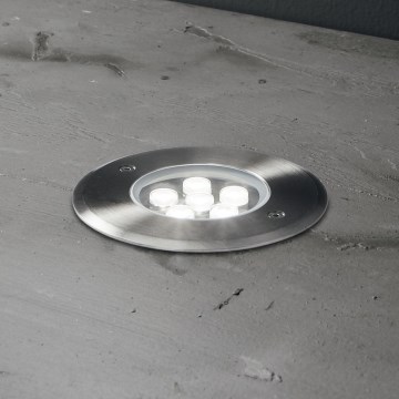 Ideal Lux - LED įvažiavimo šviestuvas FLOOR LED/6W/230V diametras 12 cm CRI 90 IP67 blizgus chromas